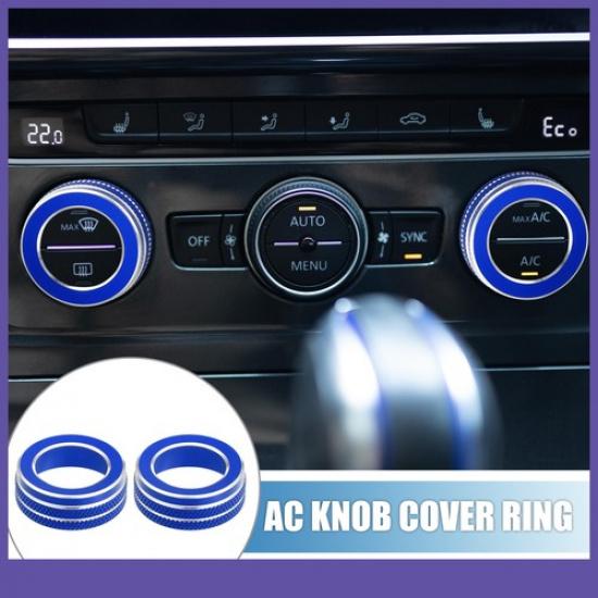 Volume Tune Knob Cover Rings TWO  for VW Tiguan 2018- Blue