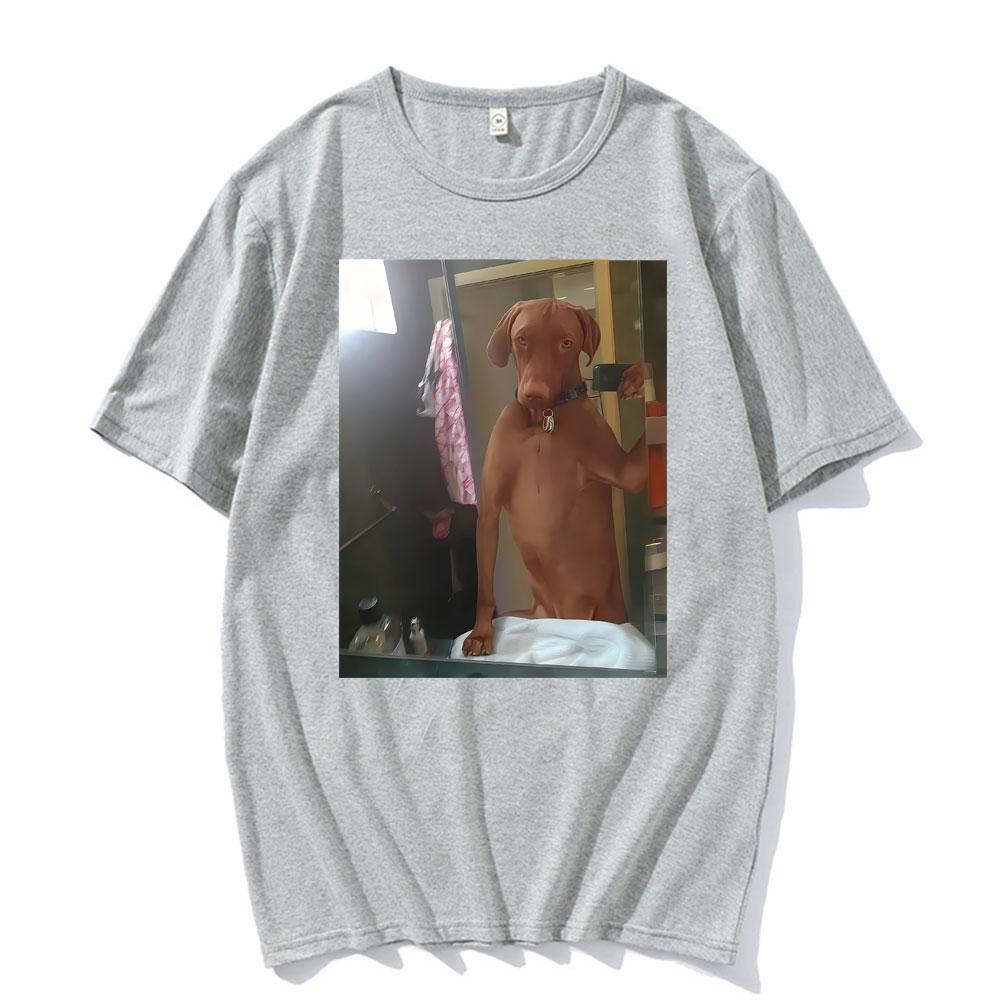 Dog Taking A Selfie Stupid Meme T-shirt Men's Women Clothing Fashion Loose T Shirts Oversized 100_ Cotton Casual Hot Sale TShirt
