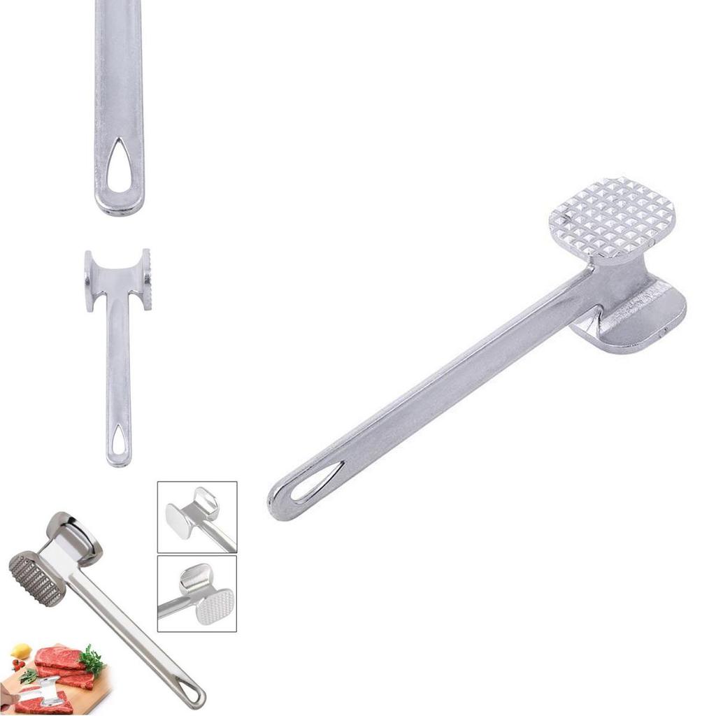 Durable Aluminum Meat Tenderizer Hammer With Dual Sides For Beef And Chicken Preparation