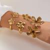 Stainless Steel Gold Color Flower Adjustable Opening Bracelets For Women Fashion Geometric Wide Cuff Bangles Girls Party Jewelry