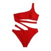 2025 New Beach Party Vacation Solid Color One Shoulder Bikini Cut Out One-piece Swimsuit Women Summer Hollow Out Fashion Swimsuit