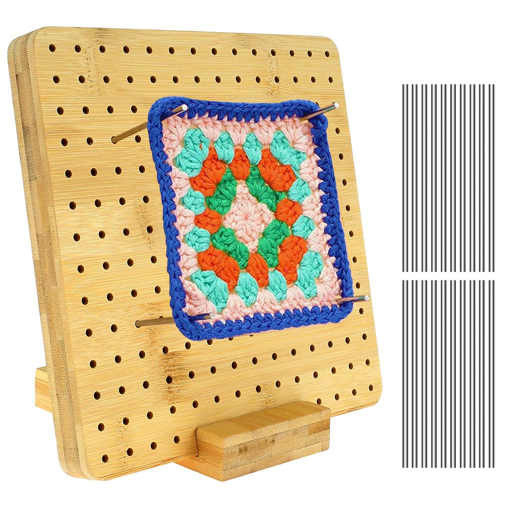 Wood Crochet Blocking Board Kit With Stainless Steel Rod Pins For Knitting Granny Squares Crochet Board Crafting Lovers Gifts