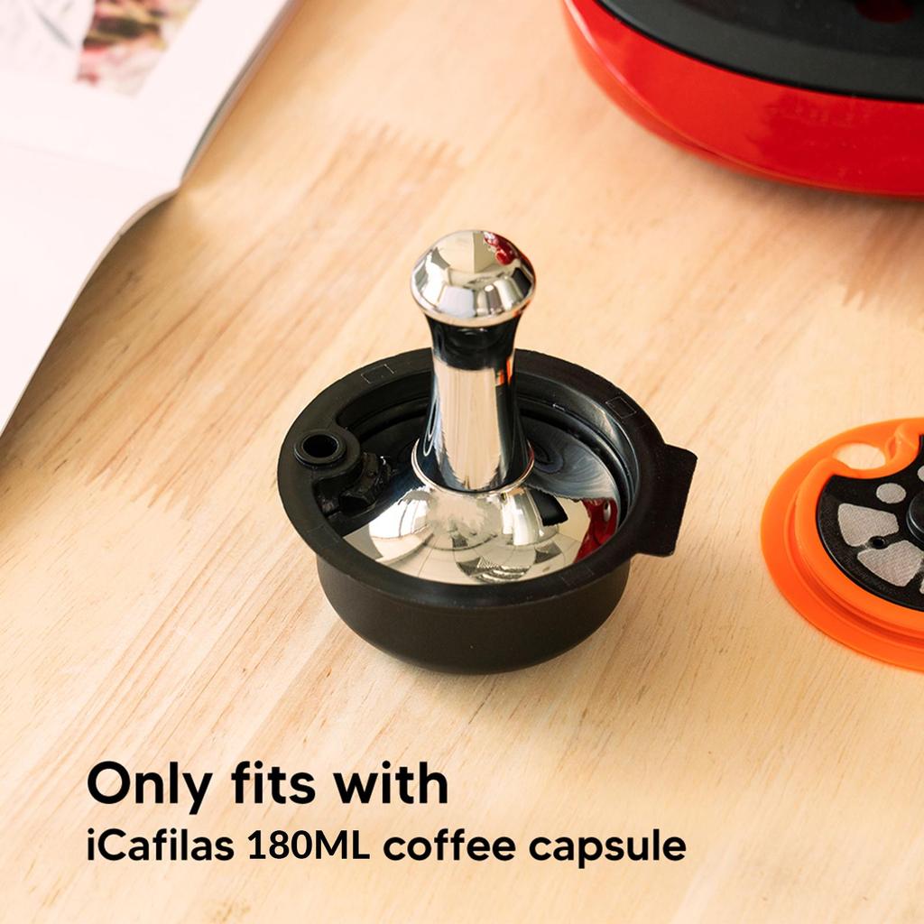Flat Coffee Distributor Tamper Refillable Bean Press with Cleaning Brush, Spoon for Machine