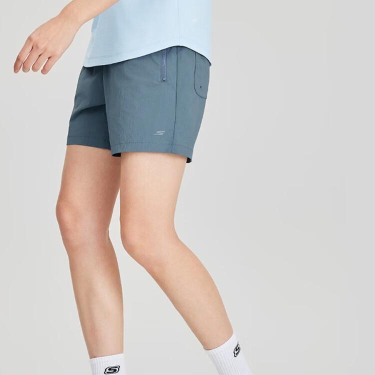 Skechers Comfortable Moisture-Wicking Quick-Dry Sports Casual Shorts Women Shorts Navy-Blue Gray P225W218-027C