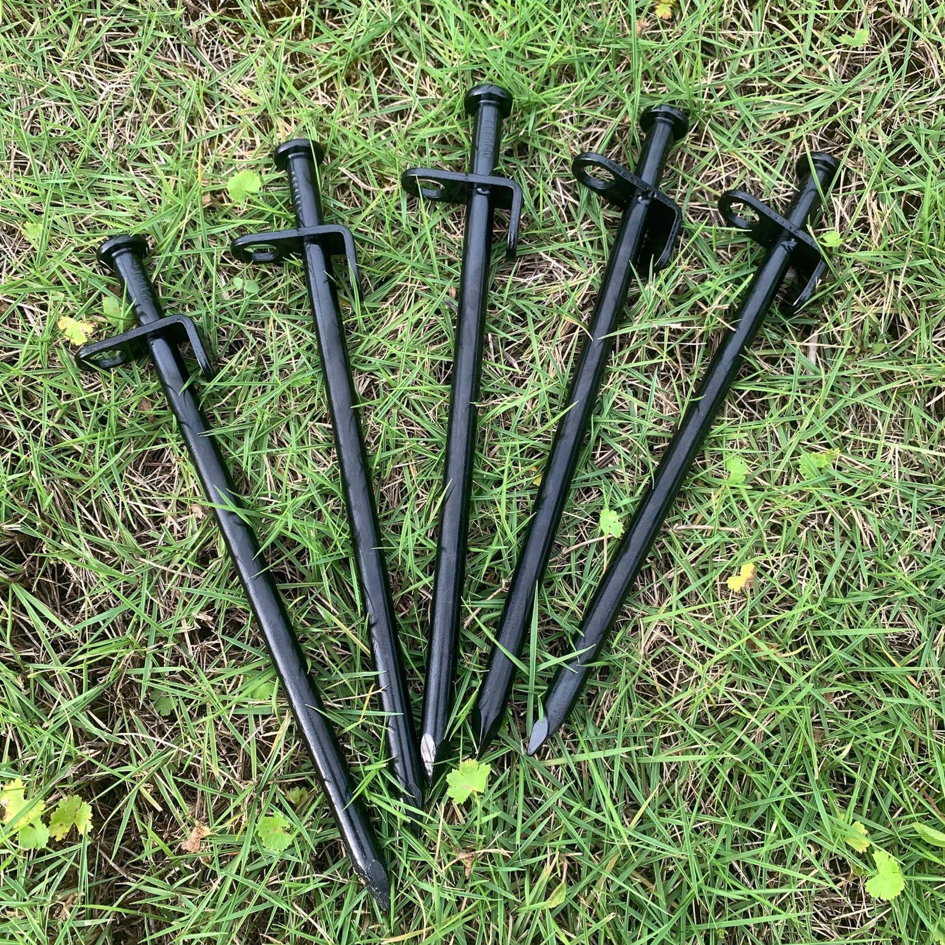Black Steel Tent Pegs - 20/30/40CM Camping & Mountaineering Stakes for Snow & Lawn 9mm Diameter