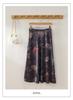 National style printed high waisted A-line umbrella skirt 2026 spring fashion versatile mid length skirt