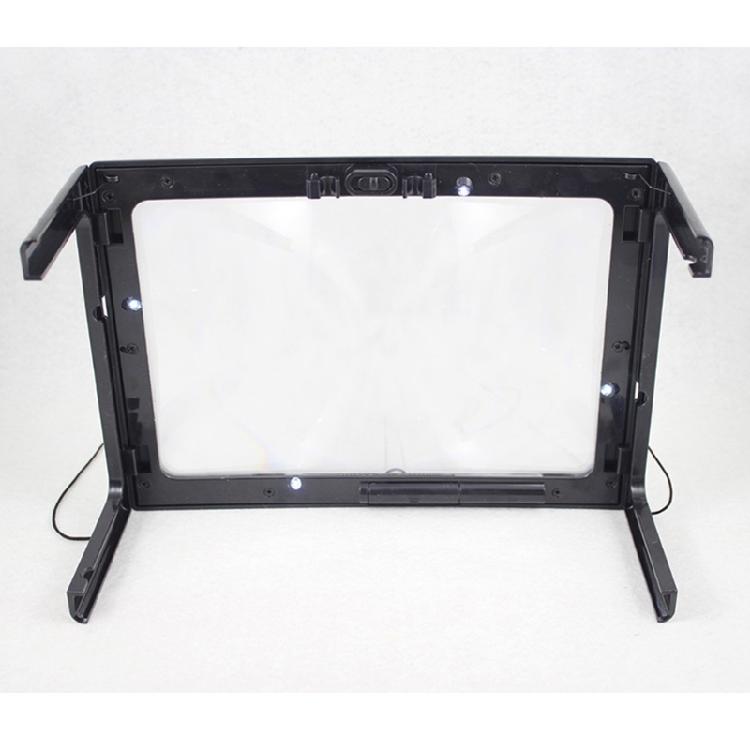 Glass Hands-Free Large Rectangular Desktop Reading Magnifying Glass with 4 LED