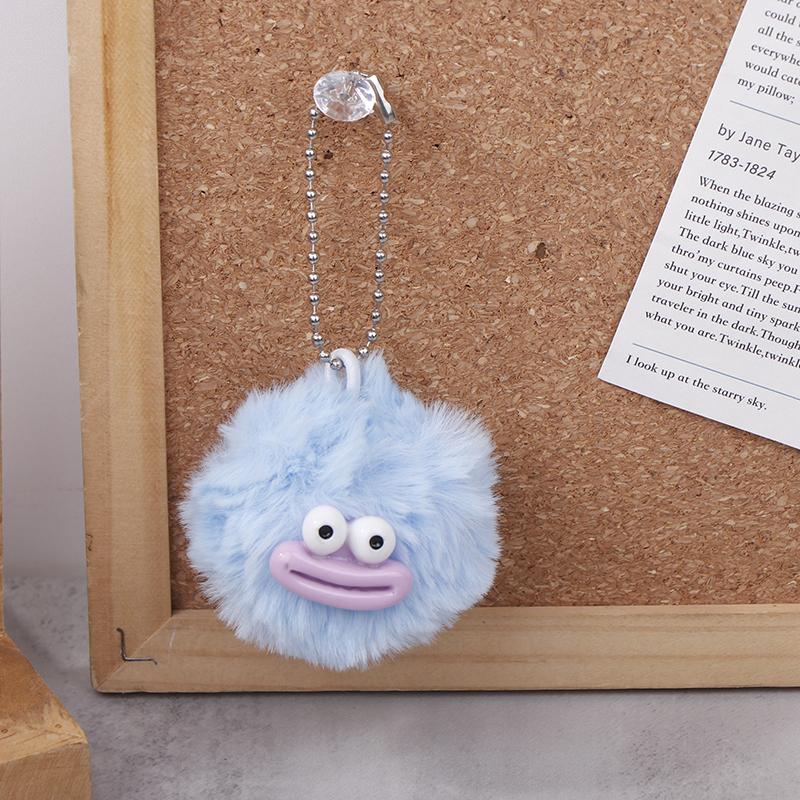 Niedlicher Cartoon-Wurstmund, Haarball, Schlüsselanhänger, Plüsch, lustiger Mini-Großmund, Puppenanhänger, Schlüsselanhänger, Rucksack, Tasche, Autoanhänger