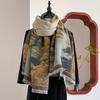 Chinese Style Landscape Painting Women Scarf Soft Warm Pashmina Shawl Winter Outdoor Coldproof Windproof Blanket Wrap Scarf