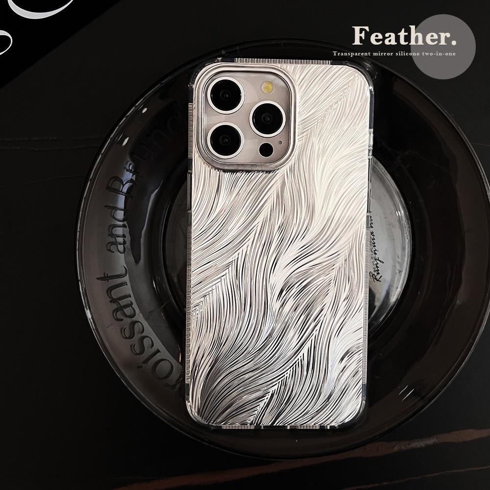 

Light Luxury Style Feather IMD Suitable for IPhone 16 Apple Phone Case 15pro Max13 Premium 14 Simple 12pro max(6.7)