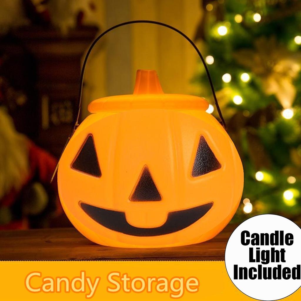 Smile Shaped Halloween Portable Storage Jar Candy Jar With Lid (With Light)