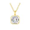 Unique Original 14K Gold Necklaces for Women Sugar Cube Asscher Cut 2ct Moissanite Diamond Stone Pendant Anniversary Gifts