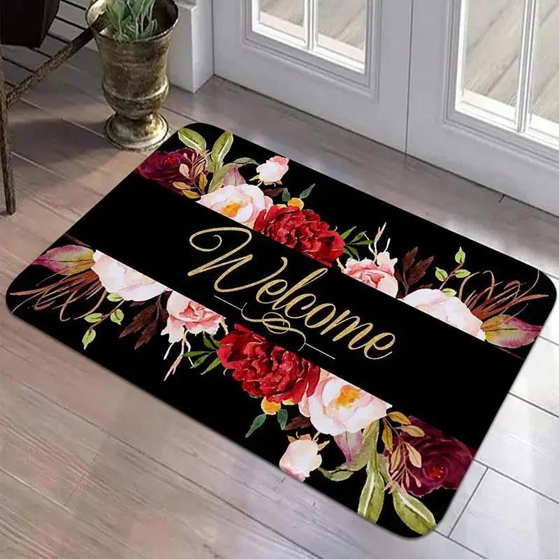 Fashionable Letter Print Mat Floor Decorative Carpet Non-slip Easy To Clean Area Rug Living Room Home Office Washable Doormats
