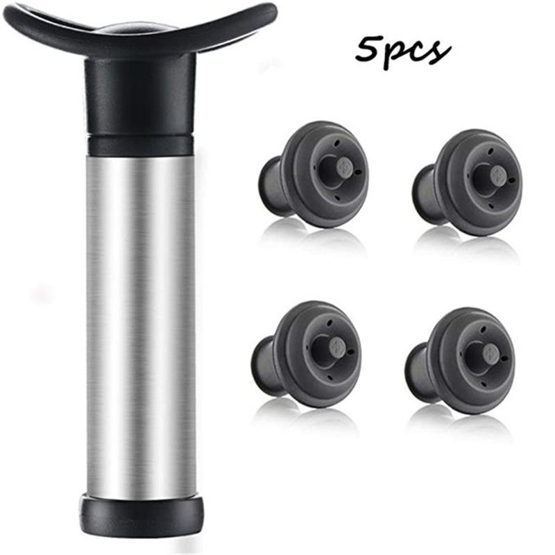 Wine Preserver Vacuum Air Pump  Wine Bottle Stoppers Durable Stainless Steel Construction Airtight, Leak-Proof Seal Easy