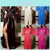 Elegantní Dámské Noční Košile Hedvábný Satén Krajka Spodní Prádlo Kimono Oblečení na Spaní Dlouhý Župan
