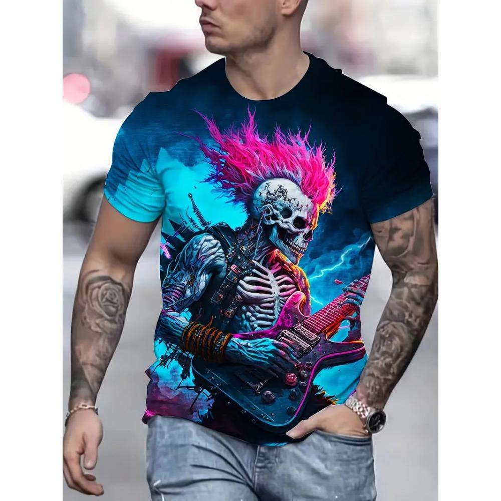 Pattern men's T-shirt 3D printed summer hip-hop trend short sleeved T-shirt oversized O-neck top