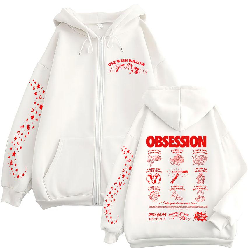 Horror Movie Obsession One Wish Willow Zipper Hoodies Men's Women Casual Long Sleeves Zip Up Oversized Sweatshirts Jackets Coats