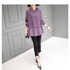 Autumn Winter Women Fashion Round Neck Fake Two Piece Knit Sweater Long Sleeve Loose Pullover Casual Top