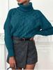 European & American 2024 Autumn/Winter Loose High Neck Cable Knit Women's Sweater