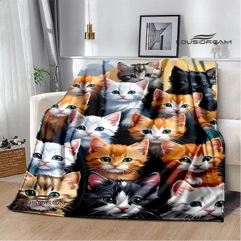 3D Cute Cat Printed Blanket Flannel Warm Blankets Soft and Comfortable Blanket Bed Linings Cubre Cama Birthday Gift