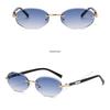 Y2k Women's Sun Glasses Fashion Style Men's Shades Oval Sun Eyeglasses for Female Male Summer Traveling UV400 Protection Rimless Sun Glasses