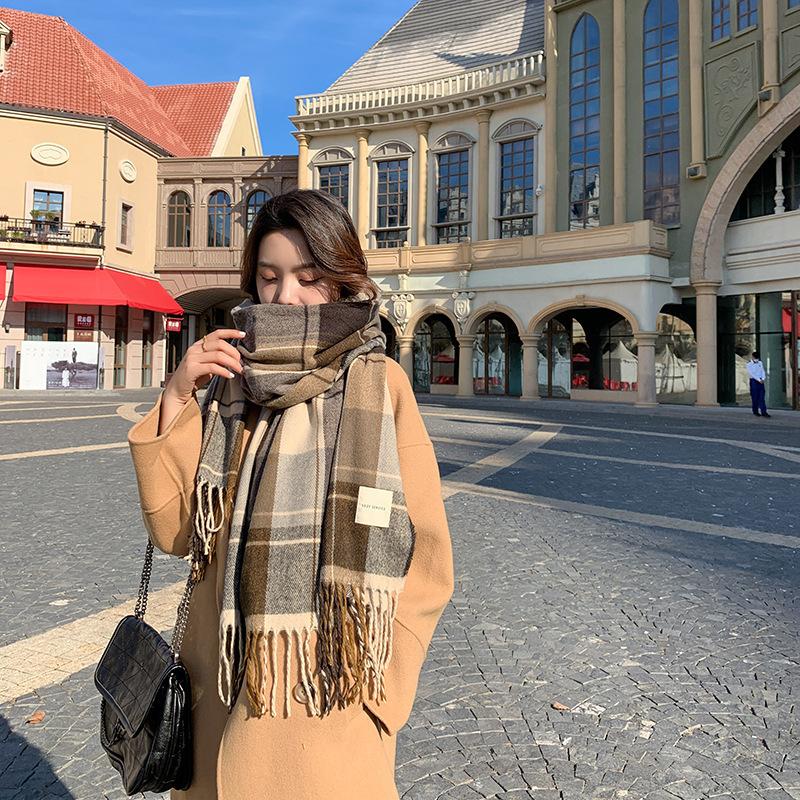 Scarf Men's and Women's Autumn and Winter Plaid New Student Scarf Versatile Warm Shawl Women's Imitation Cashmere