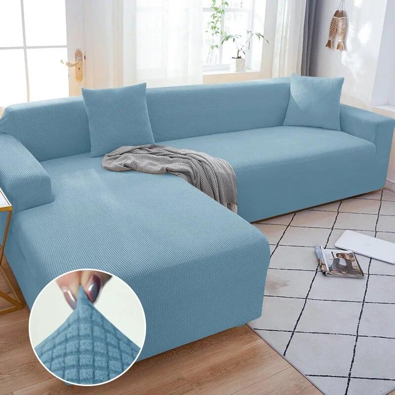 Solid Color Sofa Cover 1/2/3/4 Seater Sofa Cover for Living Room Elastic Spandex L Shaped Corner Sofa Cover Couch Cover for Sofa