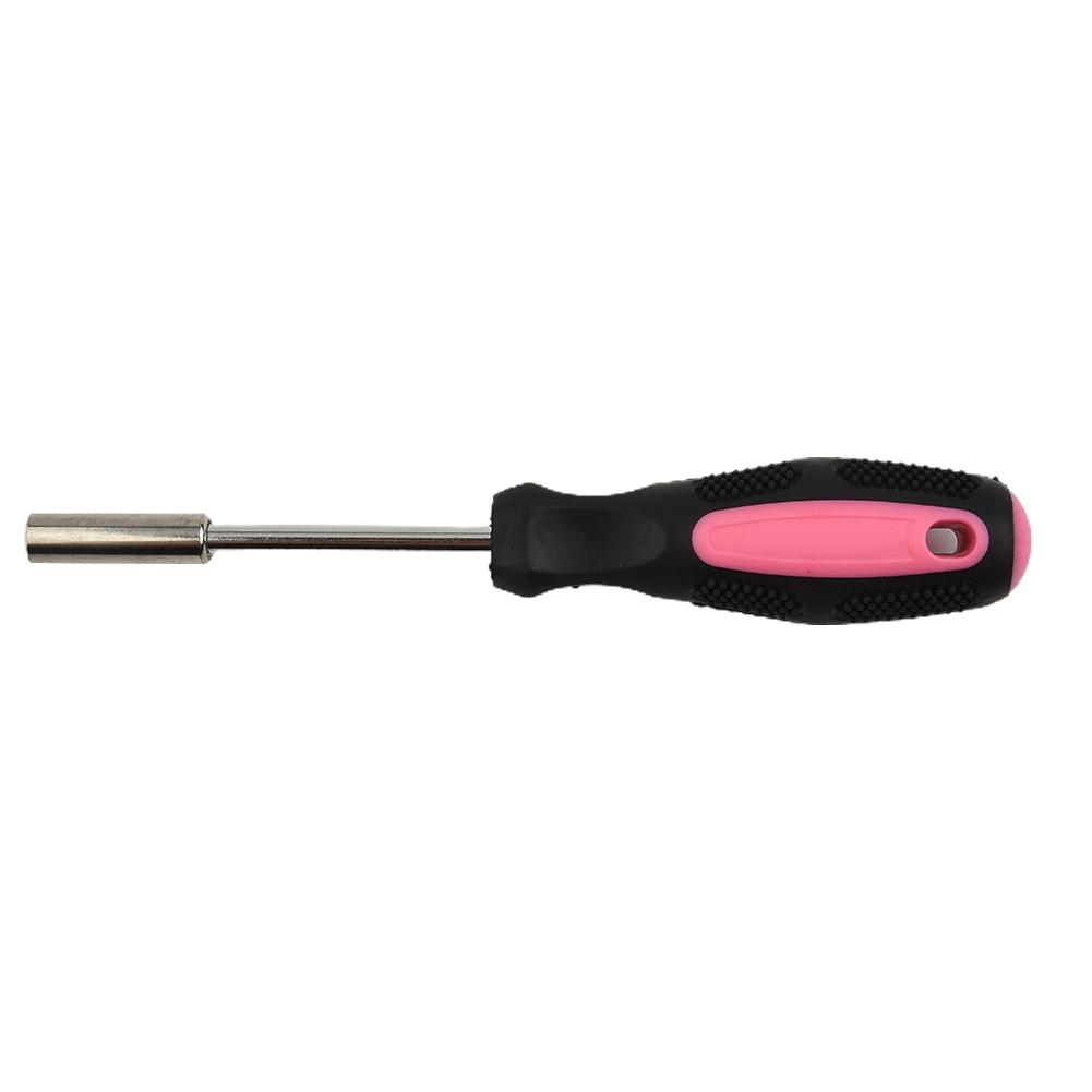 Ergonomic Red Screwdriver with Magnetic Bit Holder and 1/4 Inch Hex Drive