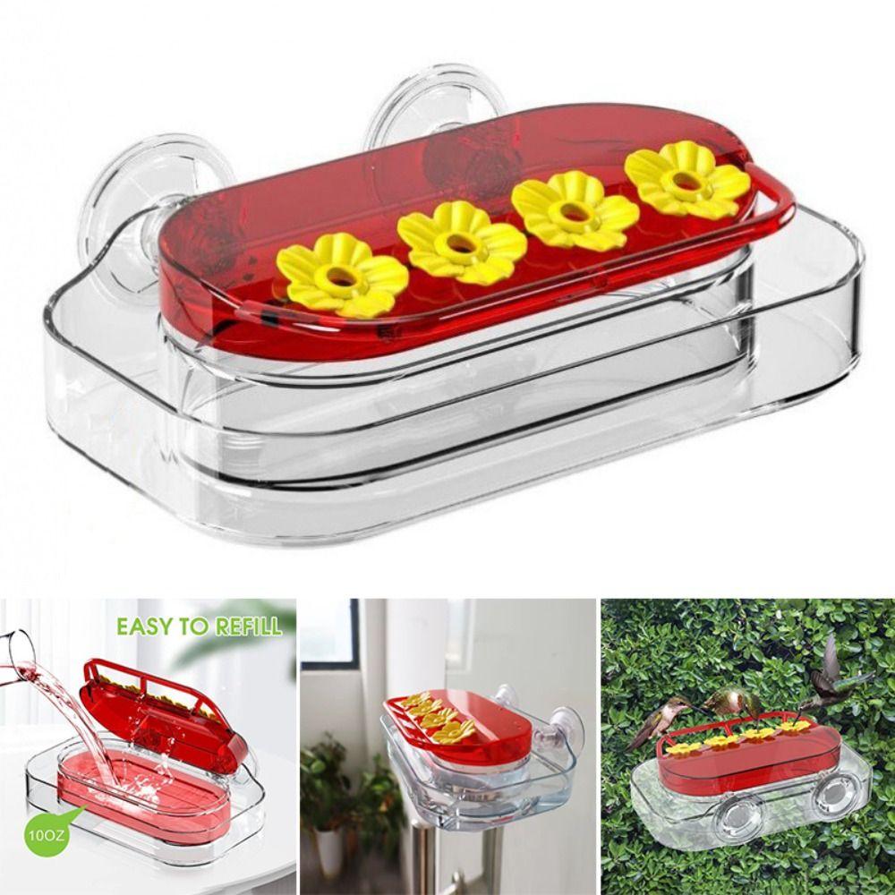 Suction Cup Hummingbird Feeders With 4 Feeding Ports Refillable Hummingbird Water Dispenser Visible Window