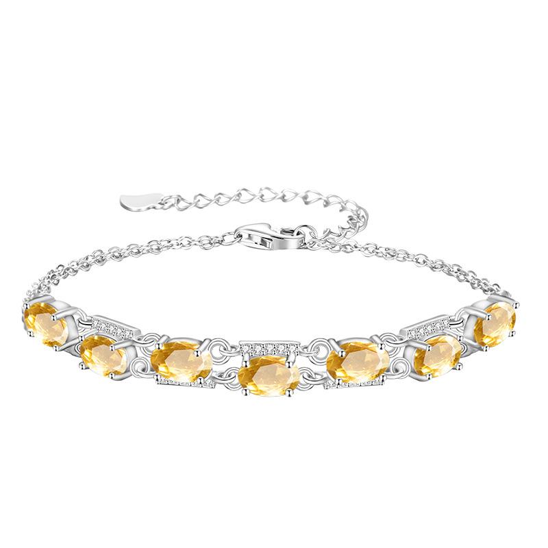 S925 sterling silver natural colored treasure bracelet, amethyst peridot multi-stone micro-inlaid light luxury jewelry gift