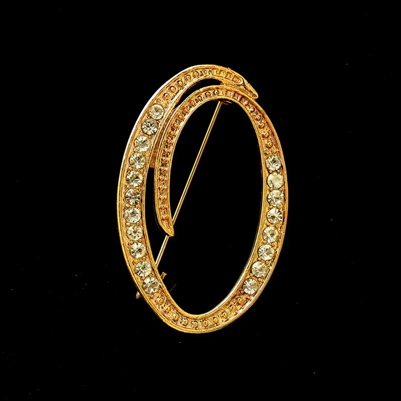 [HS]1Pc Fashion Rhinestone 26 English Letters Pin Golden Color Brooch Women Personality Clothing Accessory Trendy Gift