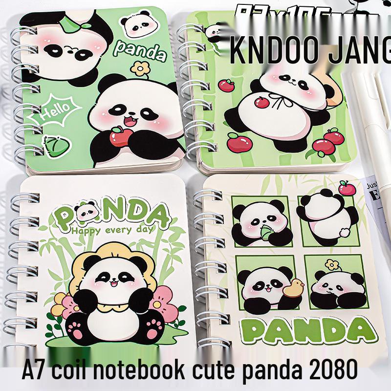 Panda Cartoon Spiral Side-Flip Notebook - Pocket Memo Pad and Diary for Students