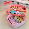 Cute Girls Hair Accessories Storage Box Bow Switch Organizer Box Jewelry Box Plastic Hair Ties Holder Hair Clips Container