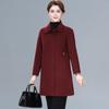 Women's Plus Size Mid-Length Wool Coat - Double-Sided, Fashionable Autumn/Winter Outerwear for Middle-Aged and Elderly