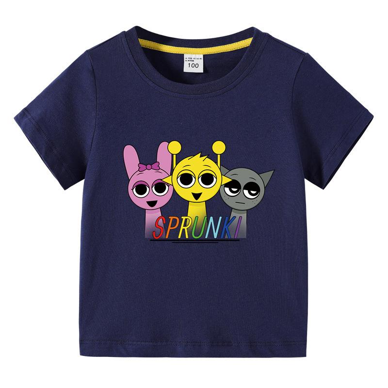 2025 Summert Shirt Sprunki Kids Clothes Incredibox Boys Girls Cotton T-shirts Cartoon Game Character Print Tops Cool Comfortable Short Gift