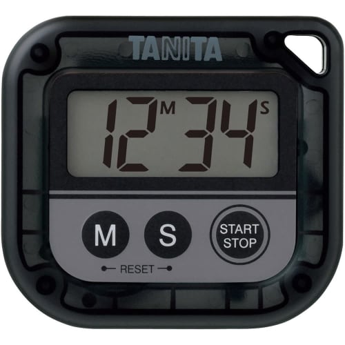 Tanita Kitchen Study Timer, Waterproof, with Magnetic Included, 100-Minute Counter, Washable, Black, TD-376N BK
