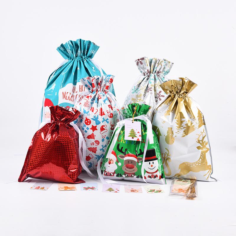 Portable Ribbon Drawstring Christmas Gift Bag Bundle Pocket Food Grade Aluminum Foil Candy Bag Christmas Jewelry Storage Bags