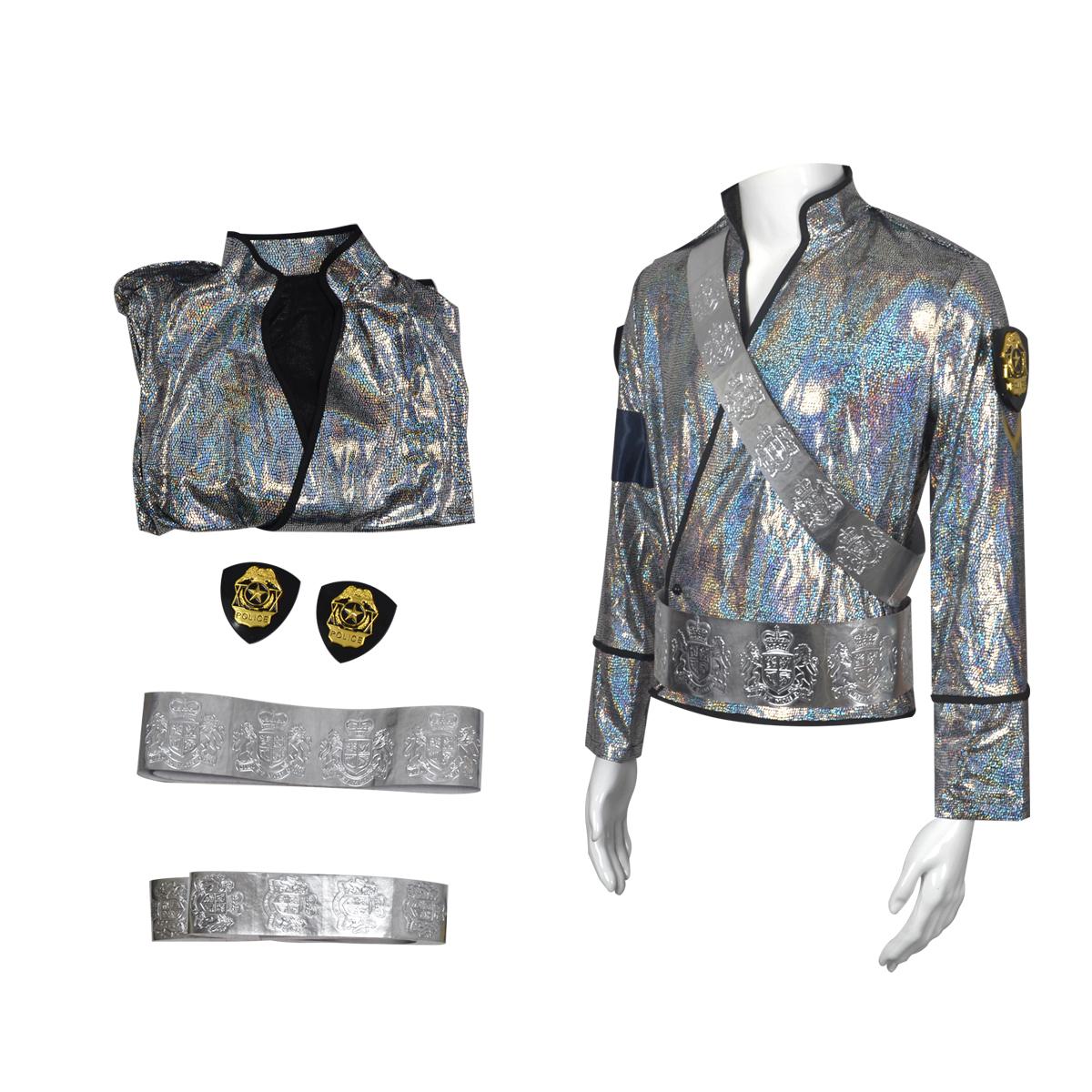 Michael Jackson BAD Tournée de Bucarest Cosplay Ensemble Complet Veste Laser Ceinture Fait Main Rare Imitateur Costume de Scène Halloween S