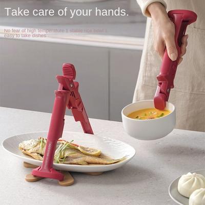 2in1 Non-slip Anti Scalding Clip New Meal Bowls Tongs Silicone Anti Scalding Holder Gripper Durable Kitchen Bowl Clip