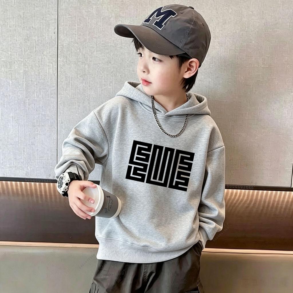Sweat à capuche tendance Y2K dernière mode avec imprimé lettres pour enfants, pour le port quotidien en automne et en hiver et la rétention de chaleur
