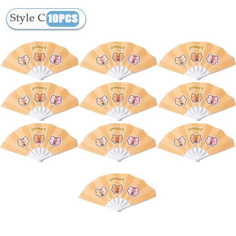 1-50PCS Summer Cute Cartoon Folding 7-fold Fan Portable Hand Held Fan Plastic Cartoon Folding Fan Cute Home Decoration As Gifts