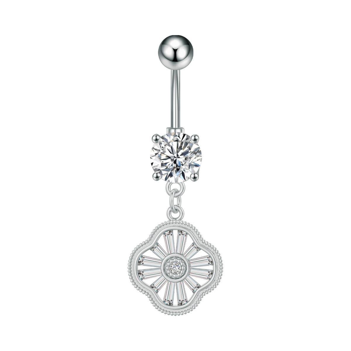 Zircon Pink Love Belly Navel Ring Blue Butterfly Crown Piercing Electroplated Stainless Steel Punk Nail Buckle Body Jewelry