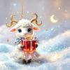 Shining 2D Flat Rhinestone Embossed Goat Pendant Bag Charm Christmas Tree Ornament