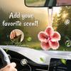 Crochet Hibiscus Flower Car Hanging Accessories for Women,Handmade Hawaiian Tropical Flower Ornament,Cute Crochet Plant for Car Rearview Mirror