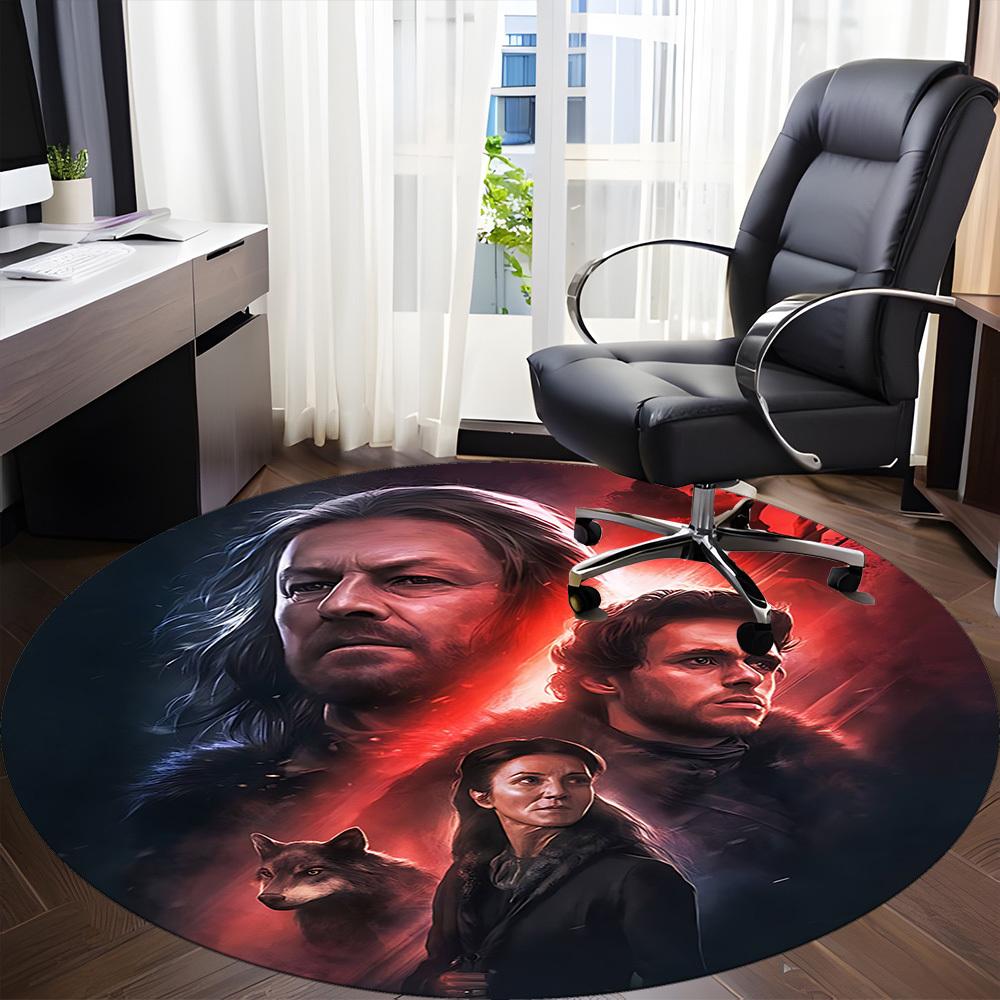 1PC Game of Warriors Office Round Rug, Non-slip, Soft and Durable Office Rug for Interior Decoration, Perfect for Office, Beautiful Decoration