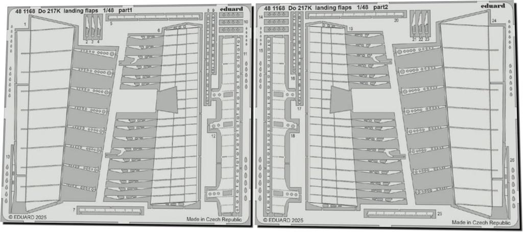 Eduard 1/48 Do217K Landing Flaps (for ICM) Plastic Model Parts EDU481168 (Airplane)