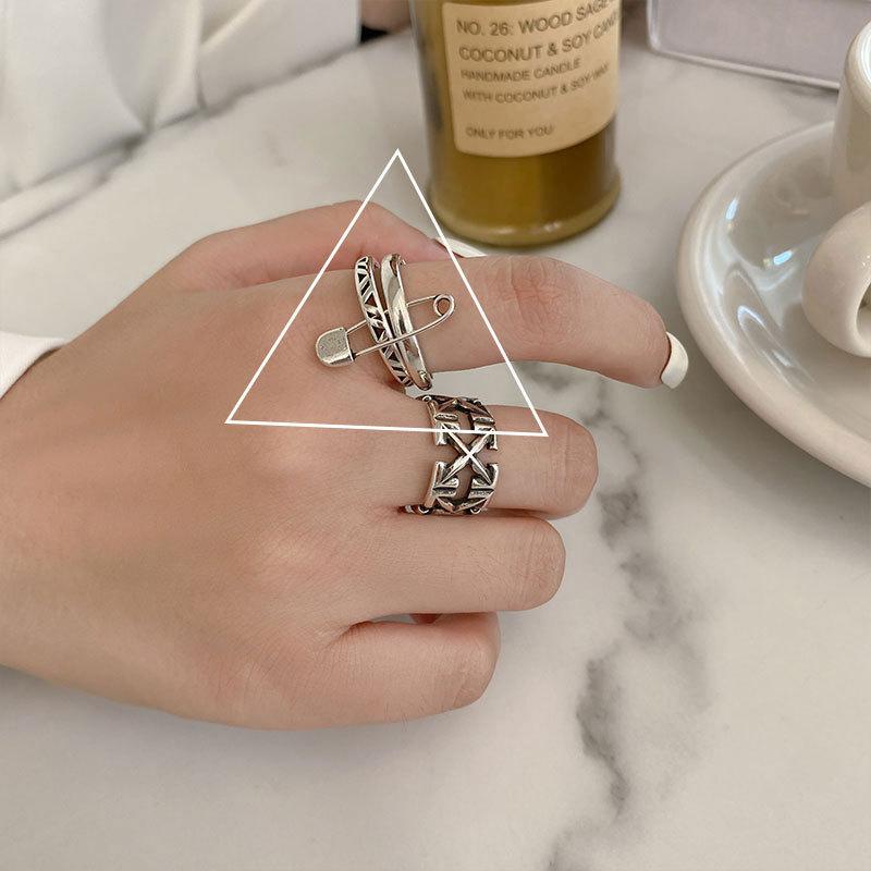 Trendy Korean Fashion Hollow Design Double Layer Ring Adjustable For Occasions All