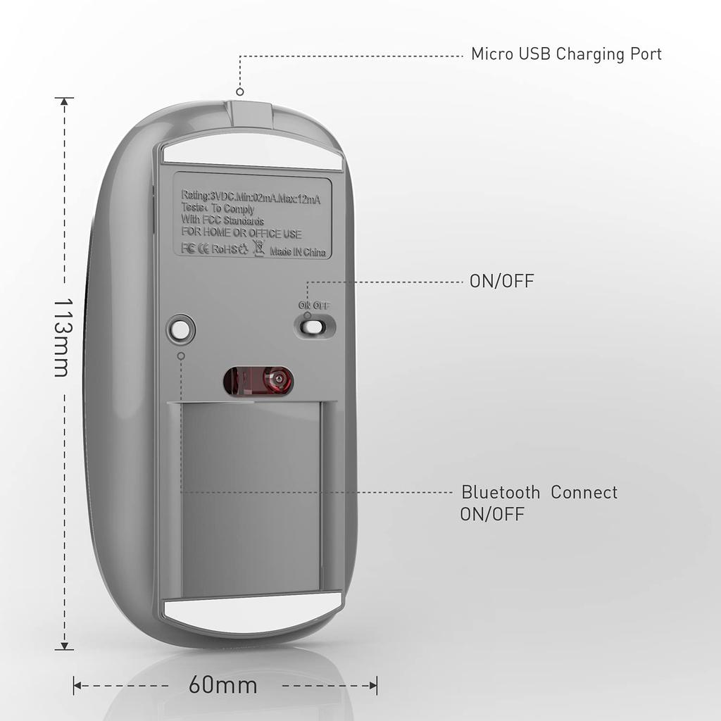 Bluetooth Mouse for iPad iPad MacBook MacBook MacBook Dell PC Pro, Air, Mac, Pro, Air, Laptop, Chromebook, Win8/10/11, HP,