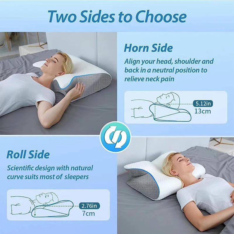 New 2 In 1 Ergonomic Memory Foam Pillow Help Sleep,Protect The Neck Cervical Orthopedic Travel Neck Pillow For Sleeping For Home