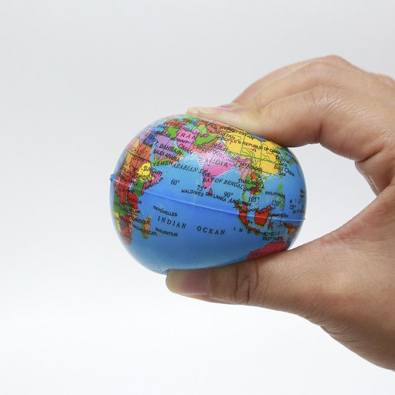 World Map Earth Globe Soft Squeeze Foam Ball Hand Wrist Exercise Stress Relief